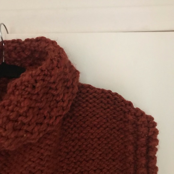 Rust Chunky Knit Handmade Turtleneck Sweater Vest - Picture 3 of 4